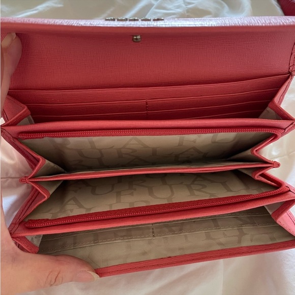 Furla two-fold long wallet L-shaped zipper coin purse pink leather for Ladies - Picture 2 of 15